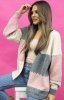 Kardigan oversize Merci – niezapinany sweter damski pudrowy